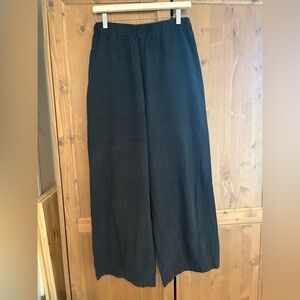 Cuyana Black Elastic-Waist Linen Trousers